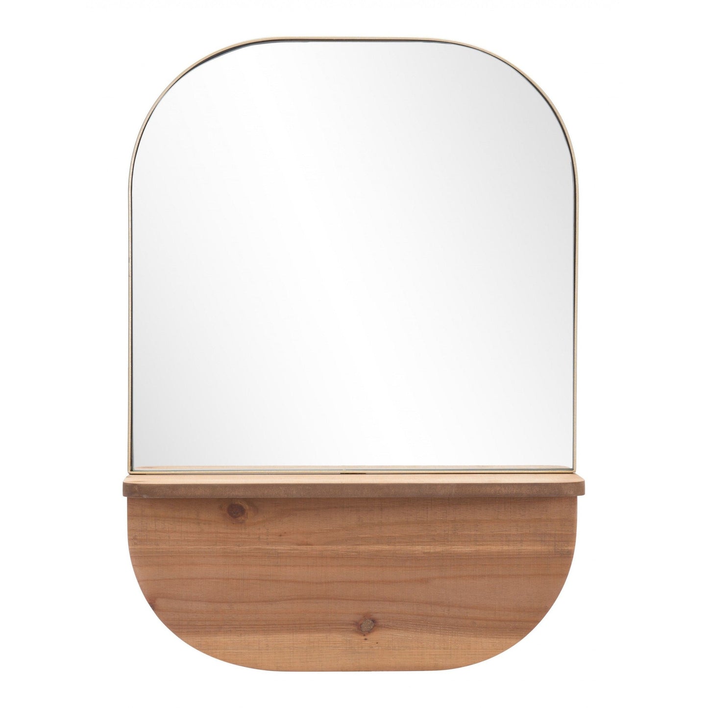 HomeRoots Gold Rectangular Mirror with Shelf