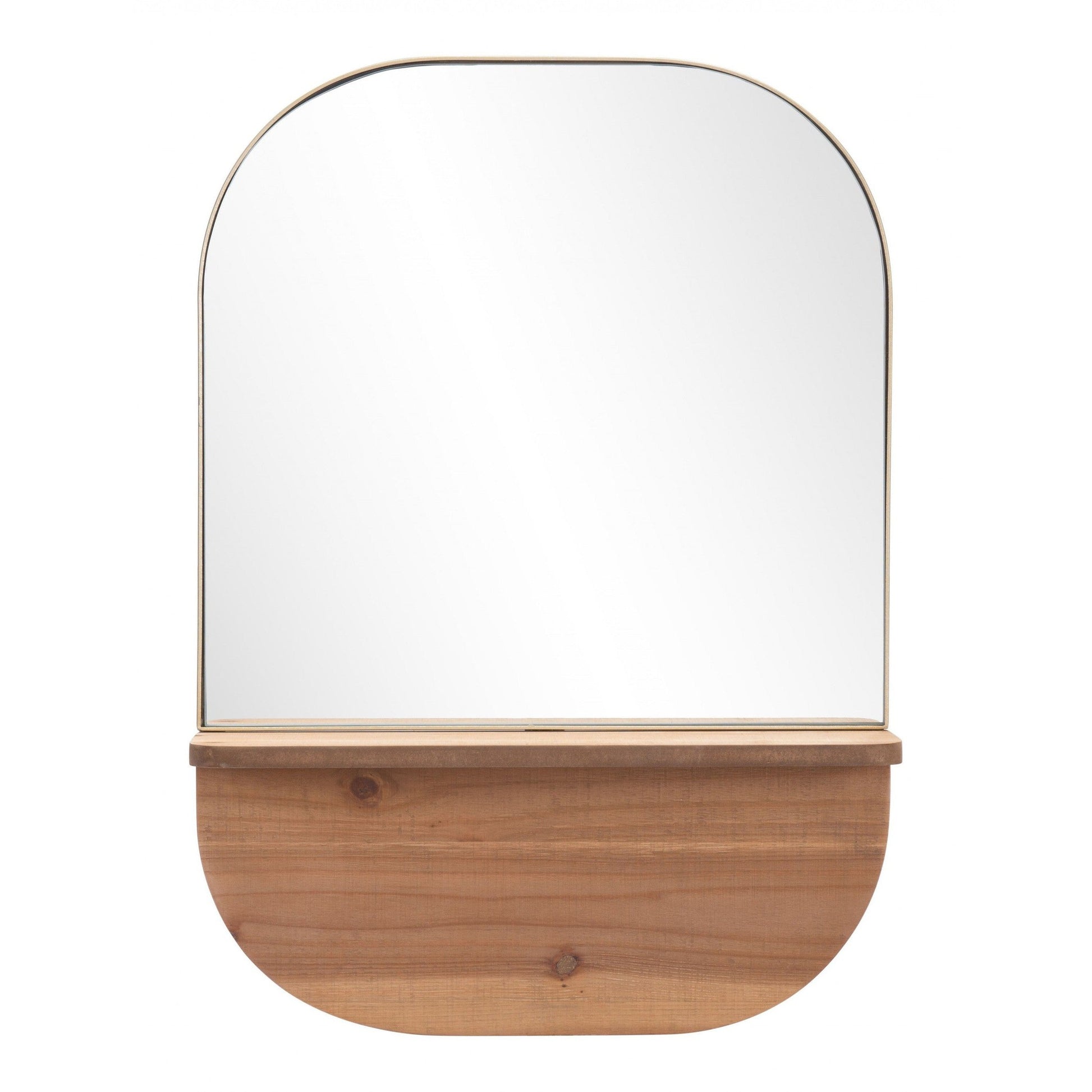 HomeRoots Gold Rectangular Mirror with Shelf