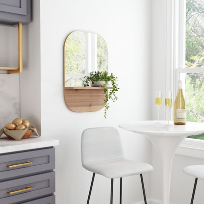 HomeRoots Gold Rectangular Mirror with Shelf