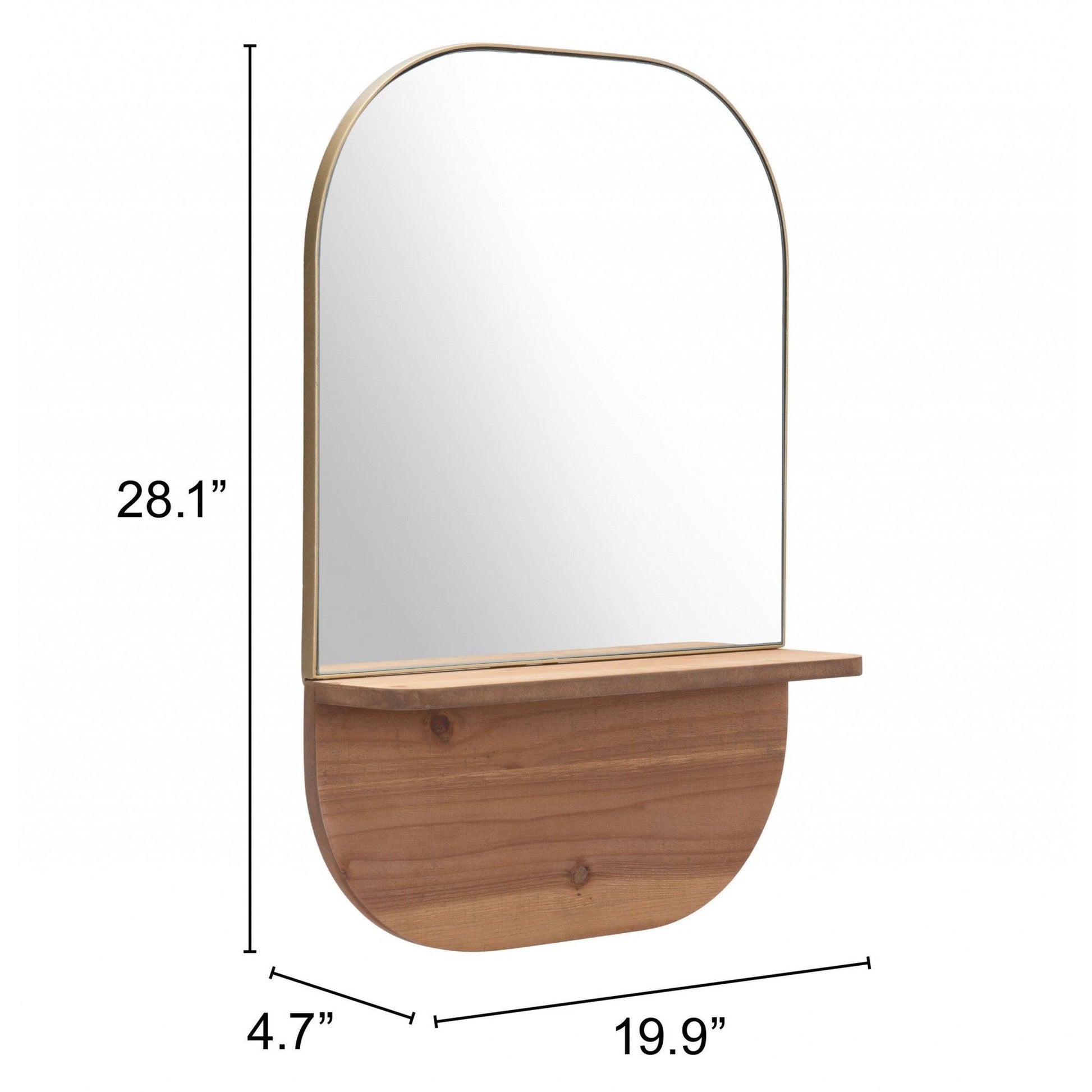 HomeRoots Gold Rectangular Mirror with Shelf