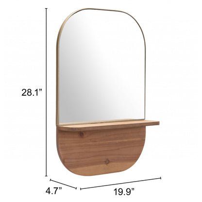 HomeRoots Gold Rectangular Mirror with Shelf