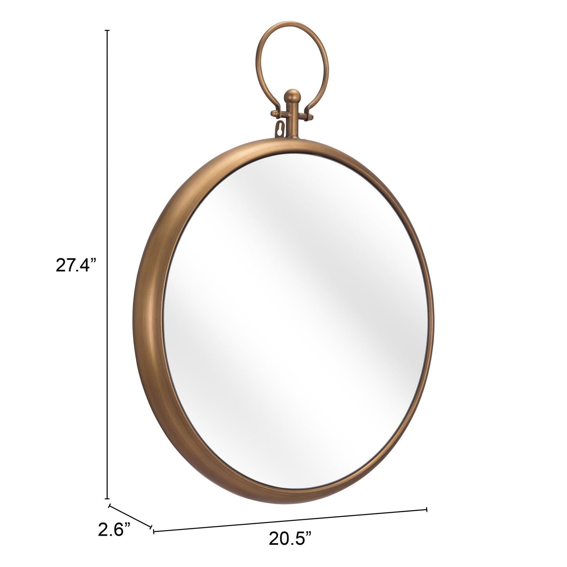 HomeRoots Gold Round Hanging Mirror