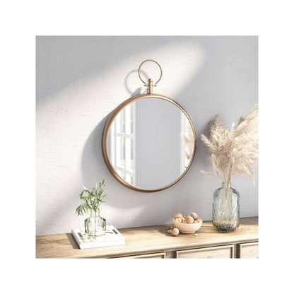 HomeRoots Gold Round Hanging Mirror