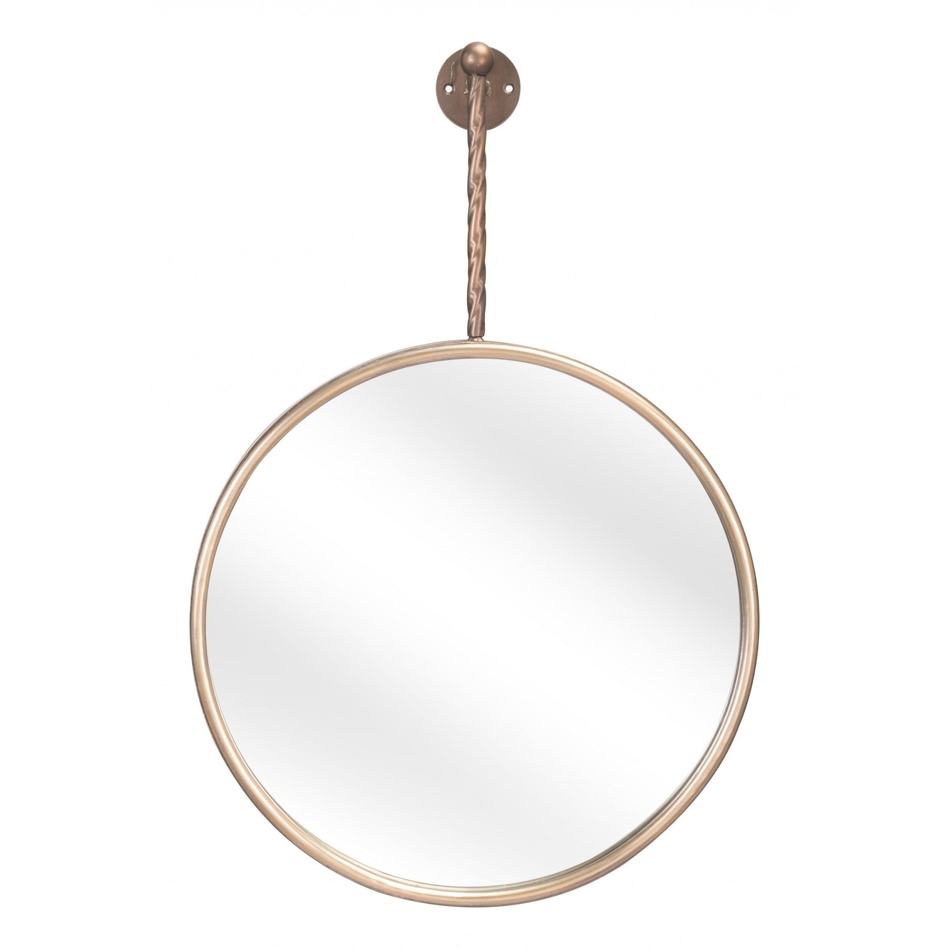 HomeRoots Gold Round Mirror with Hanging Hook