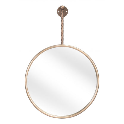 HomeRoots Gold Round Mirror with Hanging Hook