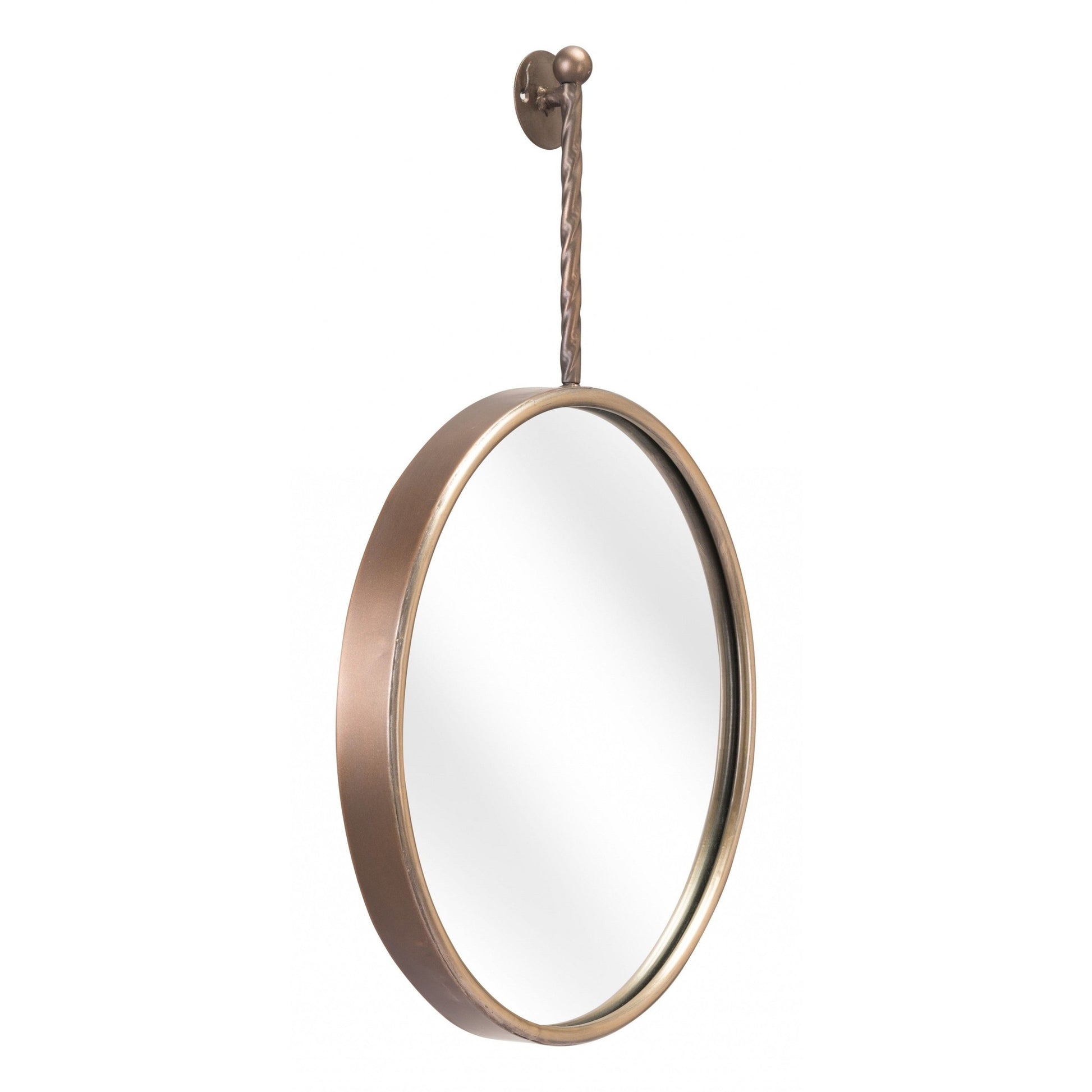 HomeRoots Gold Round Mirror with Hanging Hook