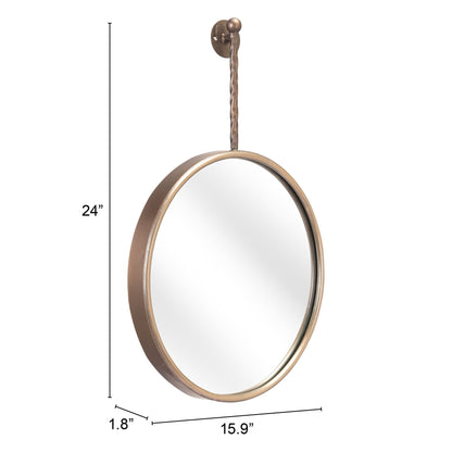 HomeRoots Gold Round Mirror with Hanging Hook