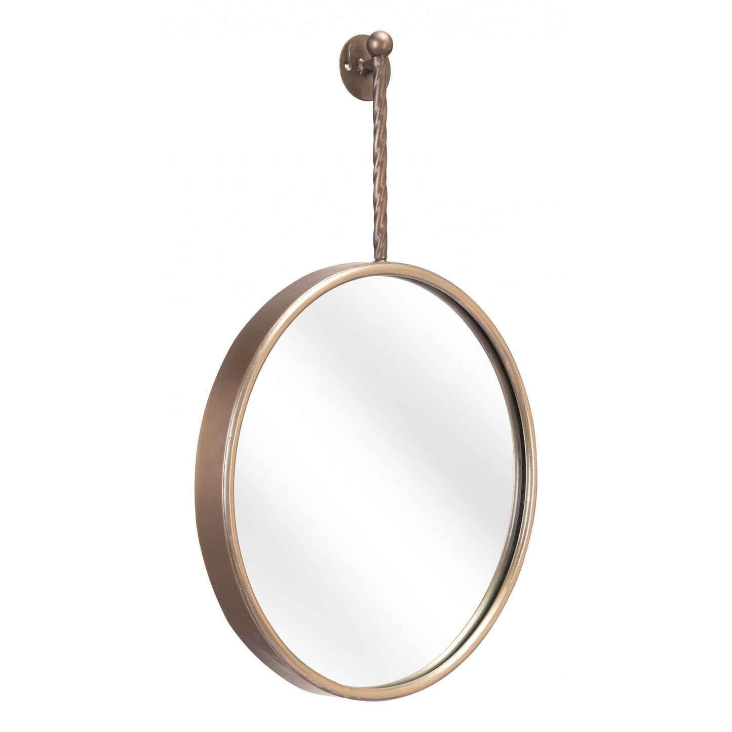 HomeRoots Gold Round Mirror with Hanging Hook