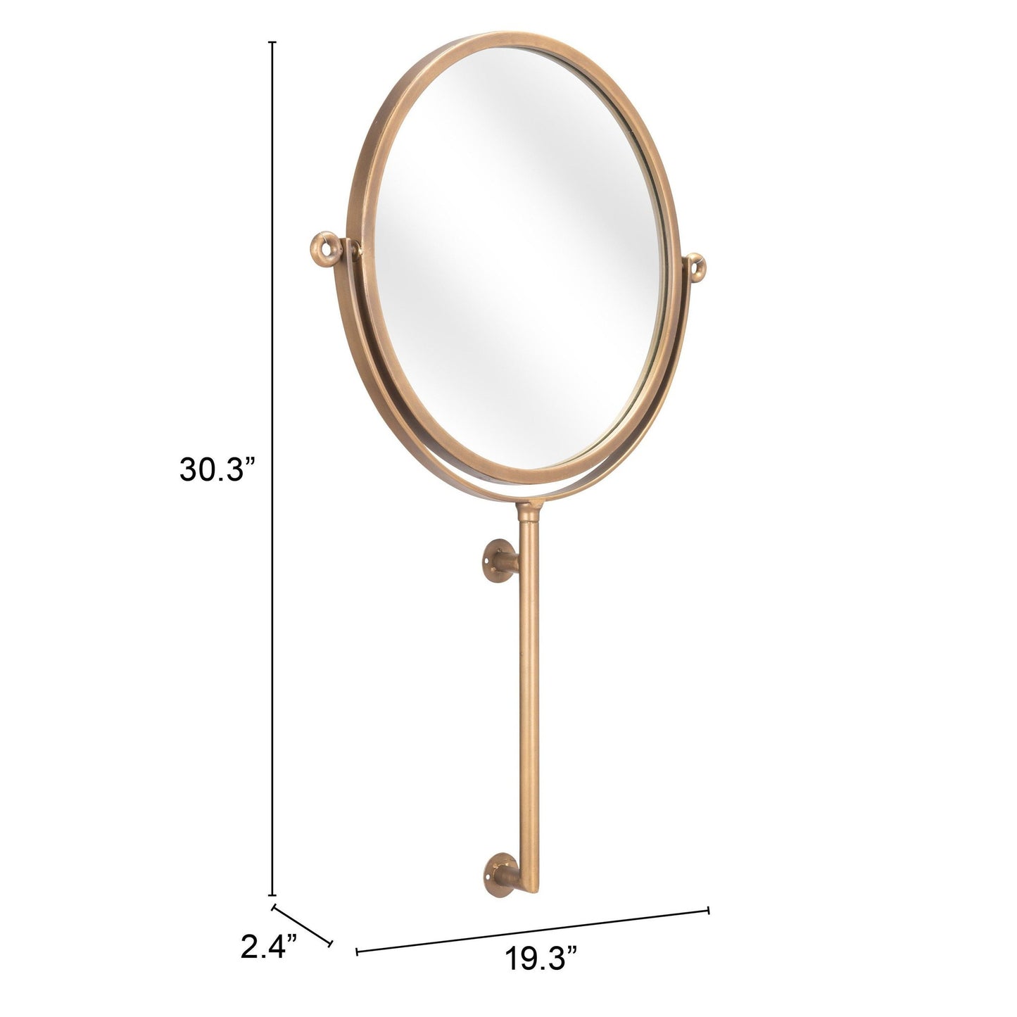 HomeRoots Gold Round Wall Mount Mirror