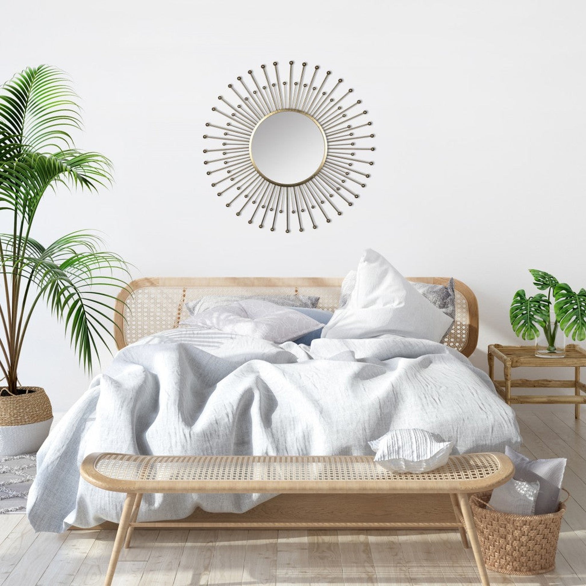 HomeRoots Gold Sunburst Round Wall Mirror