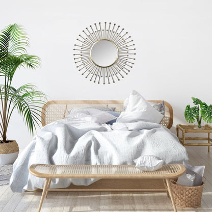 HomeRoots Gold Sunburst Round Wall Mirror