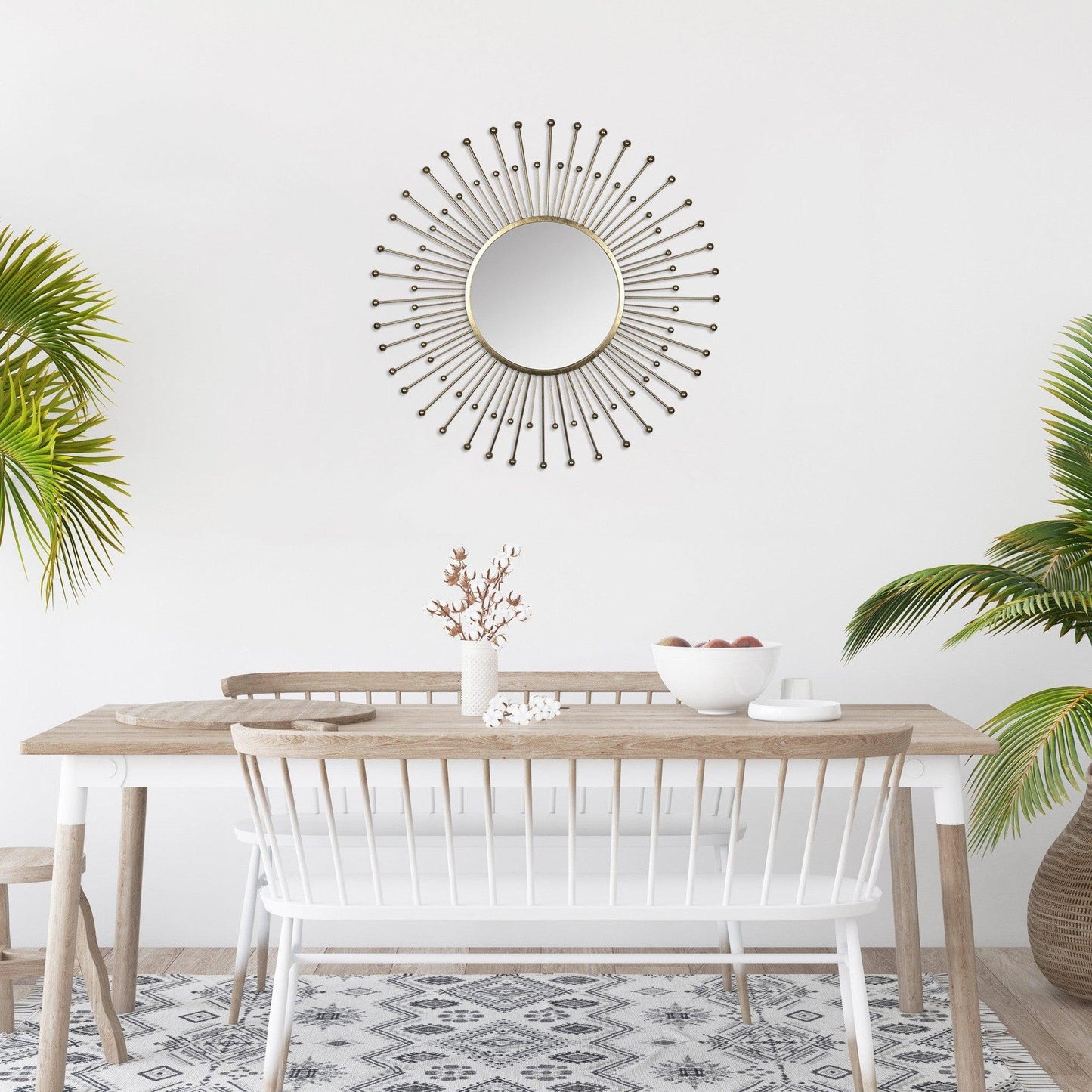 HomeRoots Gold Sunburst Round Wall Mirror