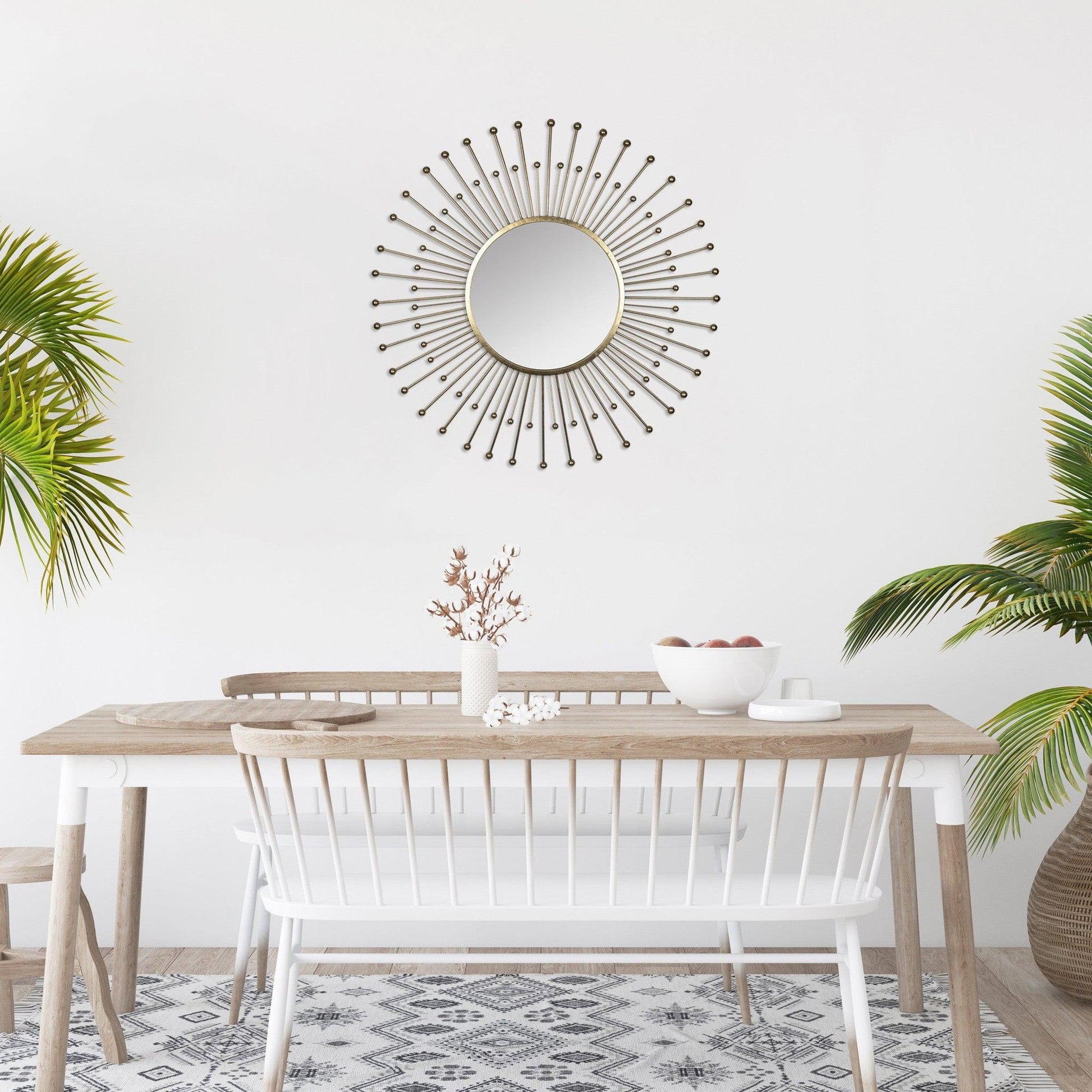 HomeRoots Gold Sunburst Round Wall Mirror