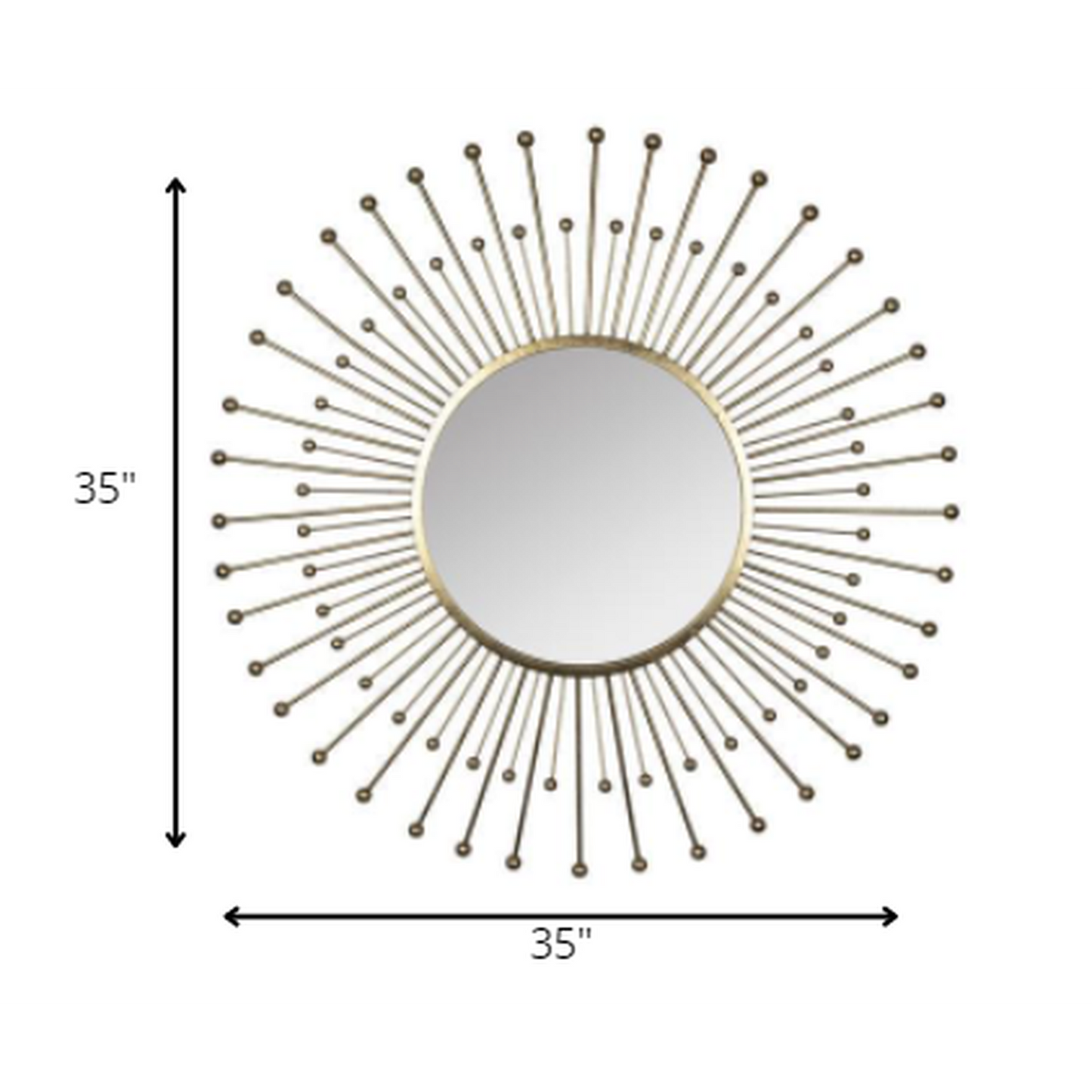 HomeRoots Gold Sunburst Round Wall Mirror