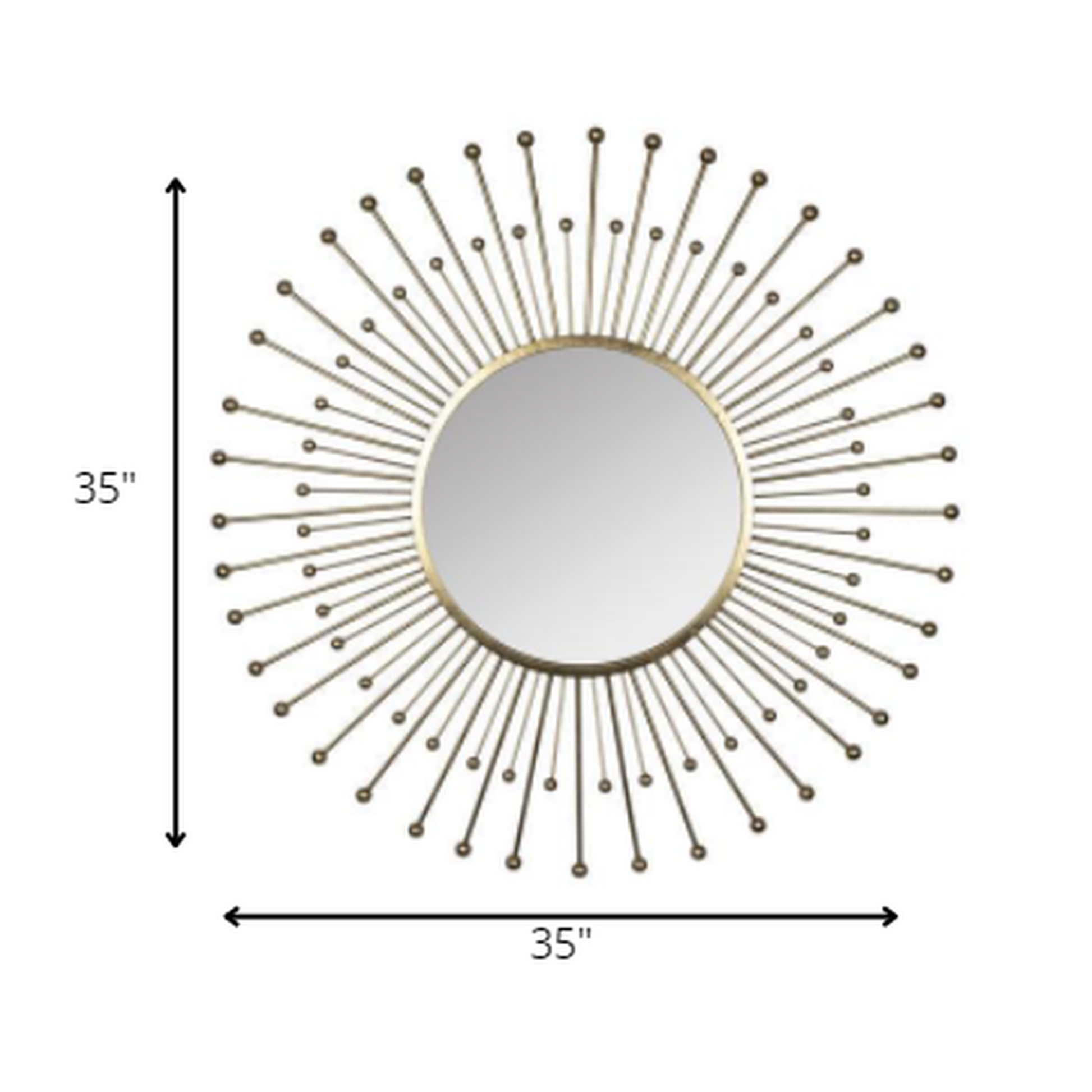HomeRoots Gold Sunburst Round Wall Mirror