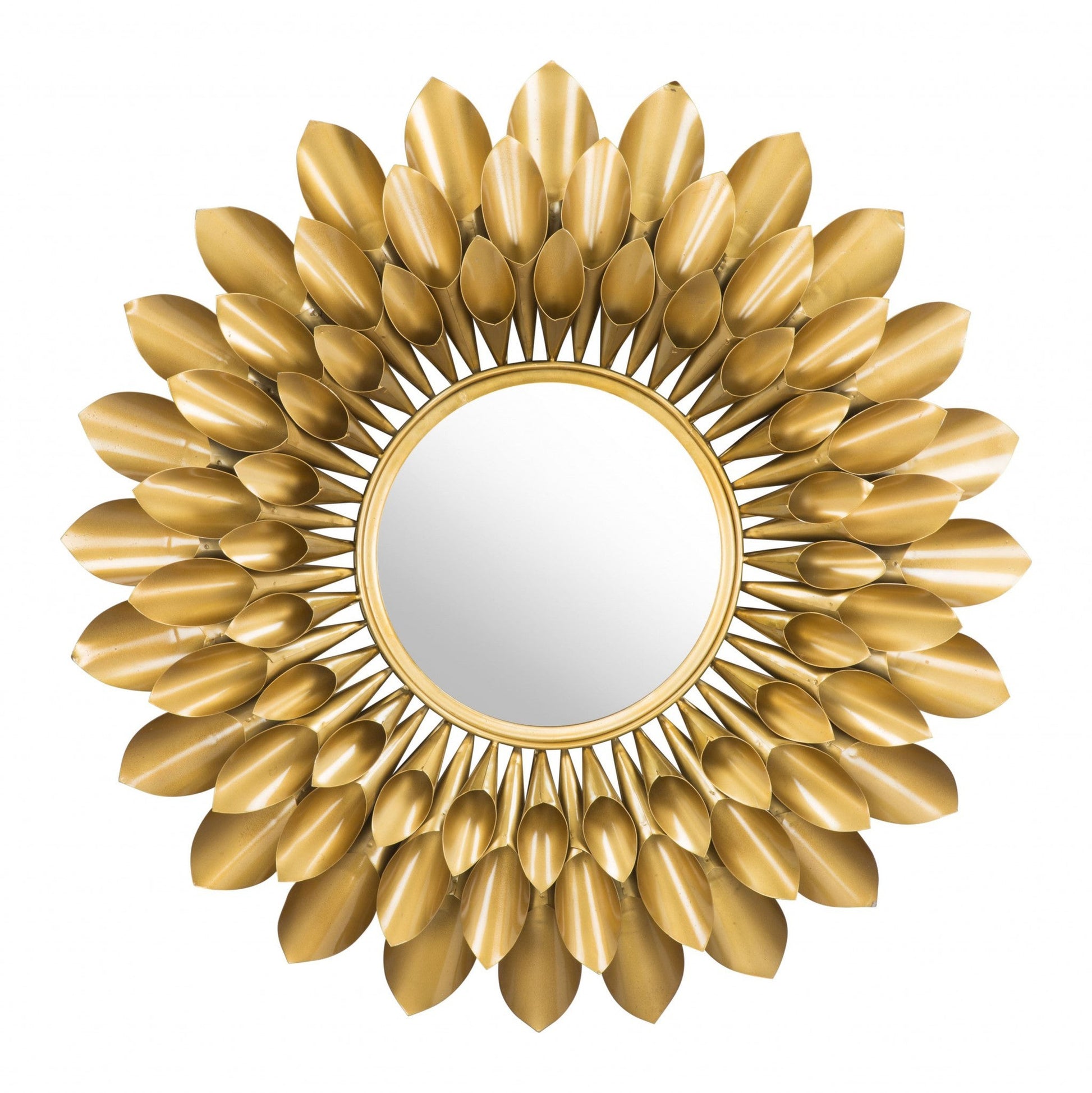 HomeRoots Gold Sunflower Round Mirror
