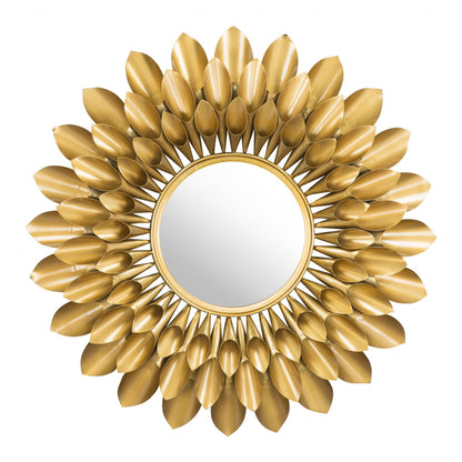 HomeRoots Gold Sunflower Round Mirror