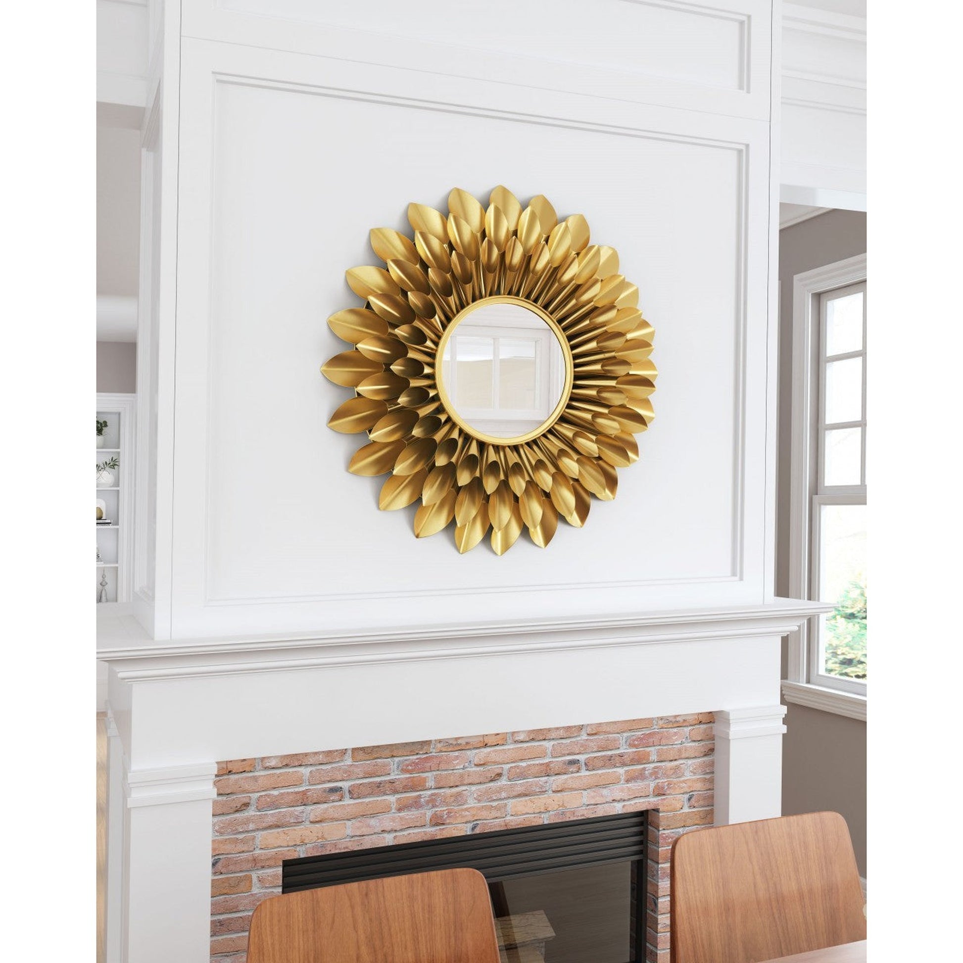 HomeRoots Gold Sunflower Round Mirror