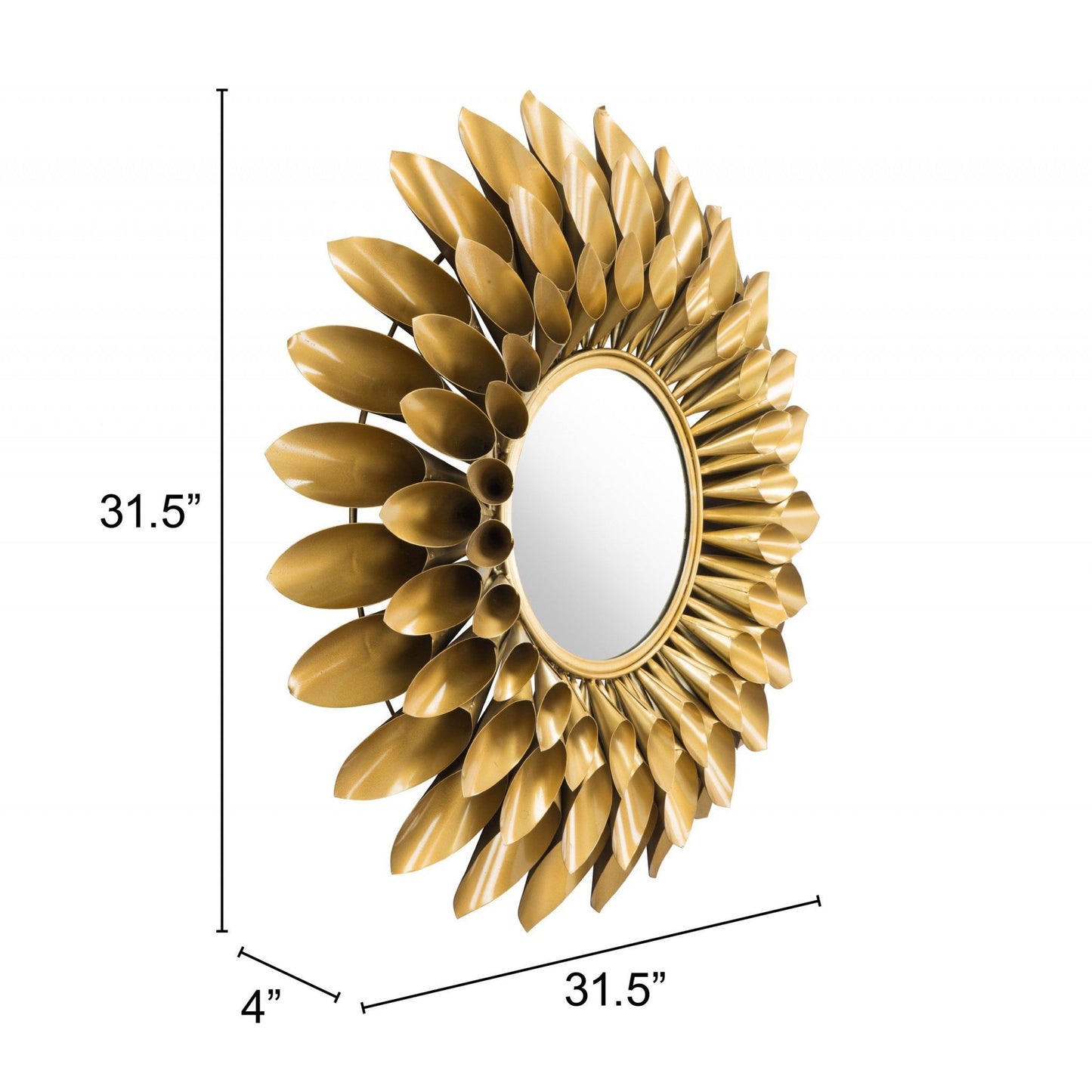HomeRoots Gold Sunflower Round Mirror