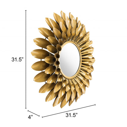 HomeRoots Gold Sunflower Round Mirror