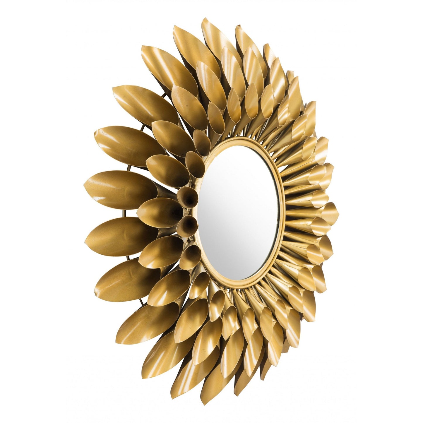HomeRoots Gold Sunflower Round Mirror