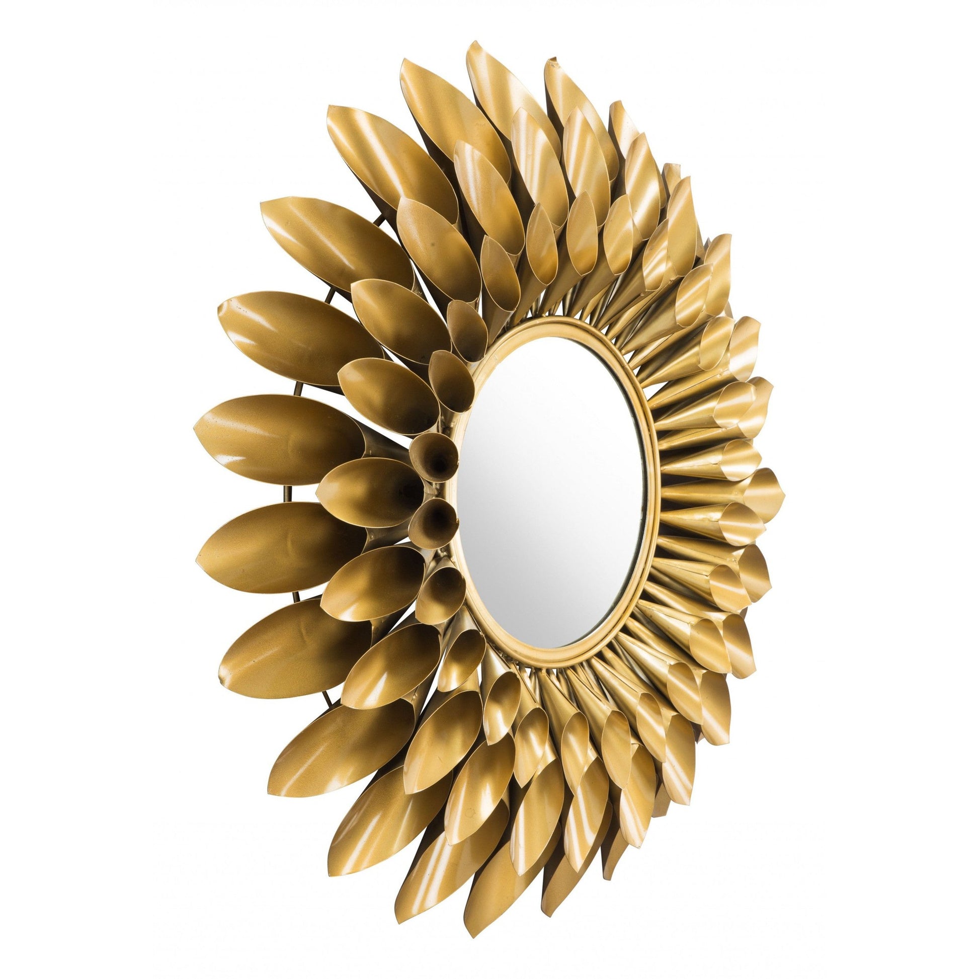 HomeRoots Gold Sunflower Round Mirror