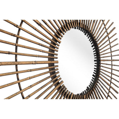 HomeRoots Gold Tribal Round Mirror