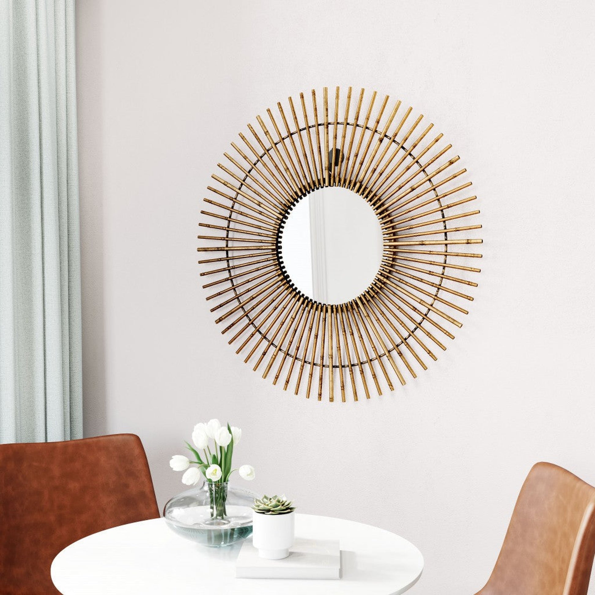 HomeRoots Gold Tribal Round Mirror