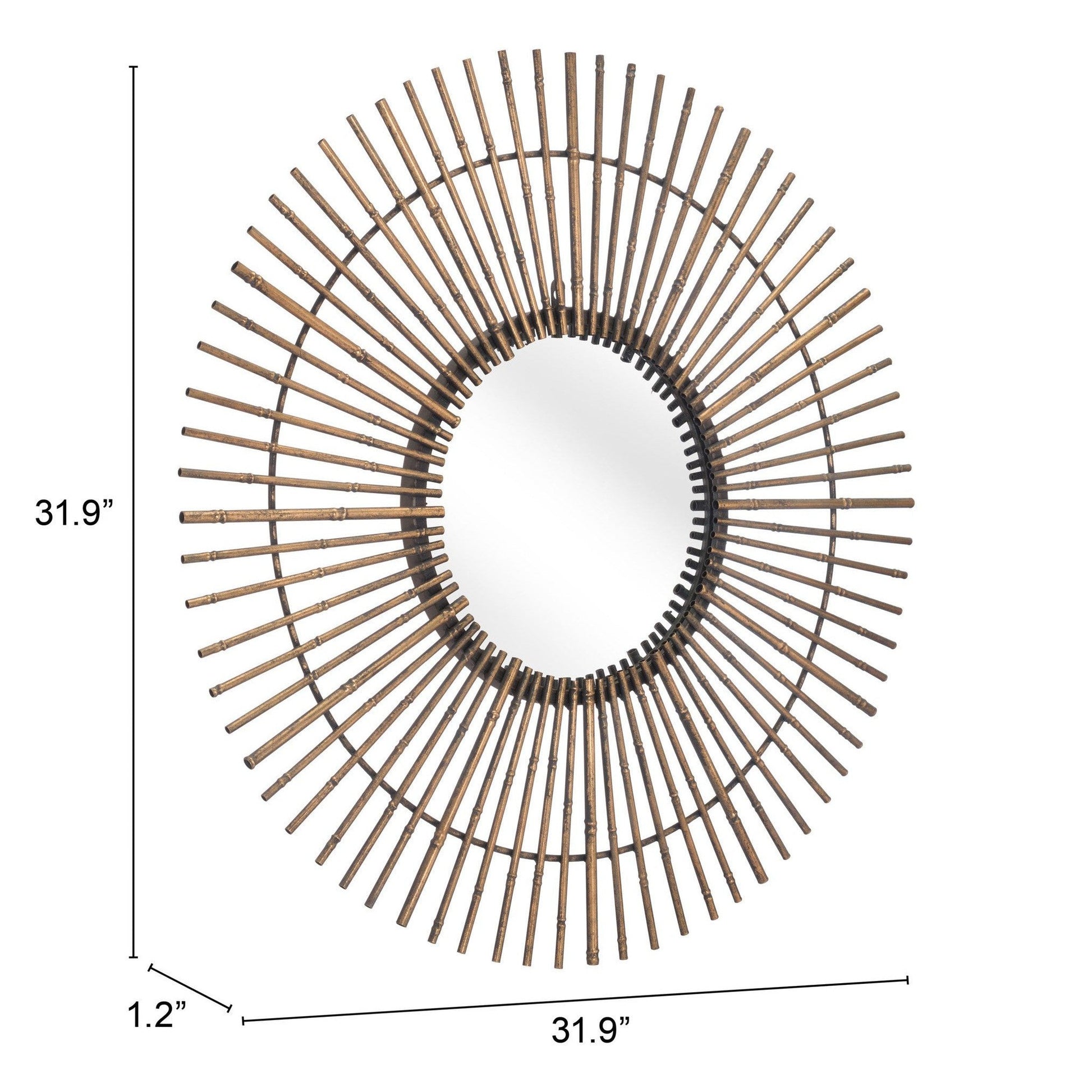 HomeRoots Gold Tribal Round Mirror