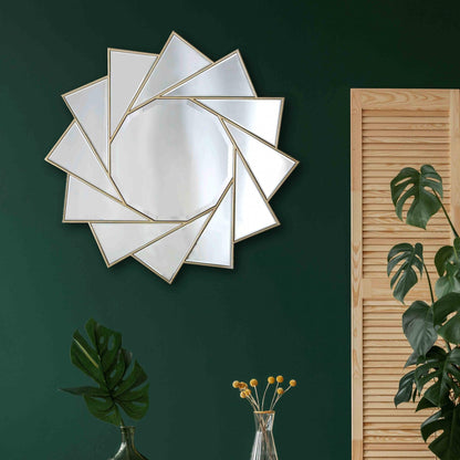 HomeRoots Gold Trimmed Pinwheel Wall Mirror