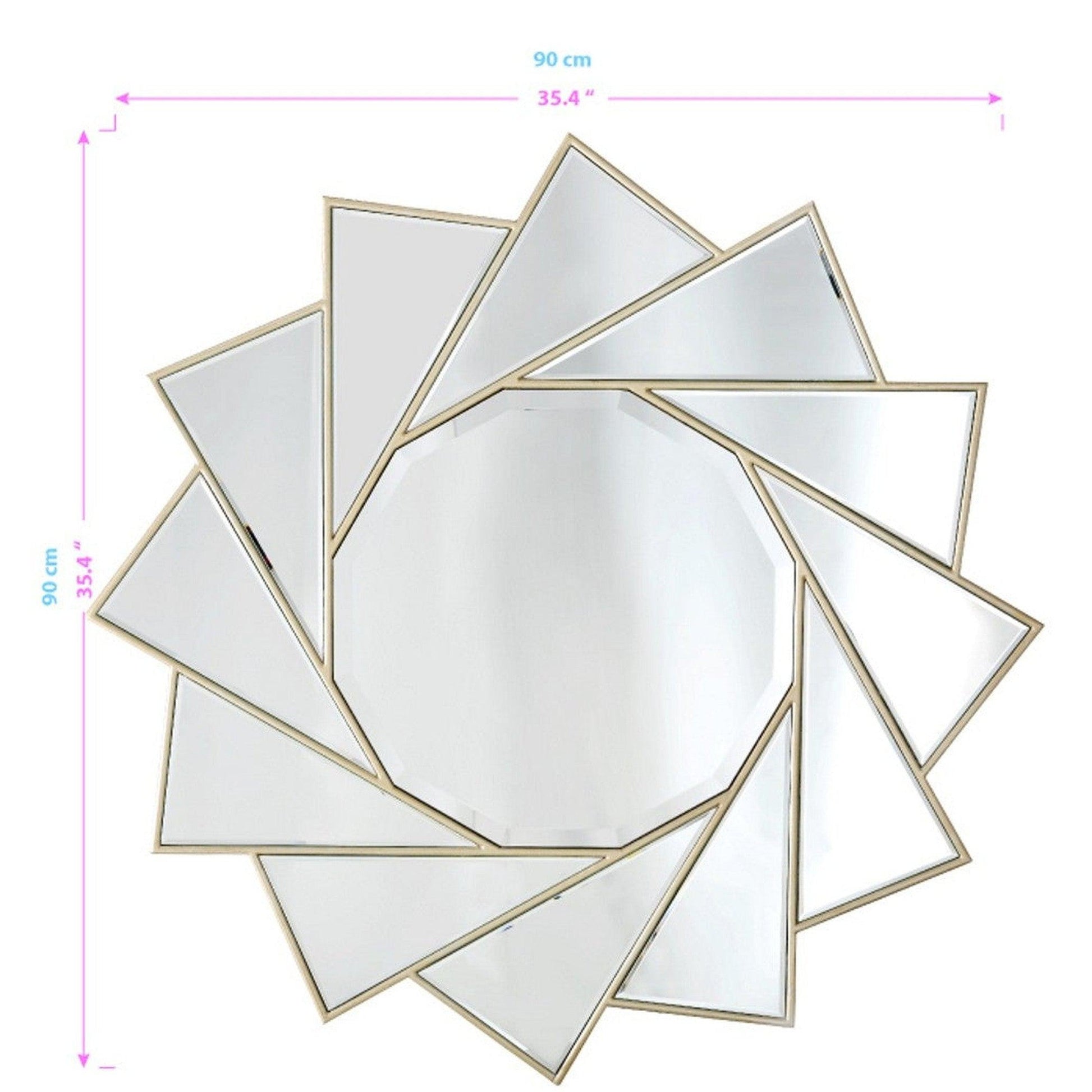 HomeRoots Gold Trimmed Pinwheel Wall Mirror