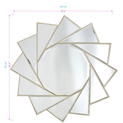 HomeRoots Gold Trimmed Pinwheel Wall Mirror