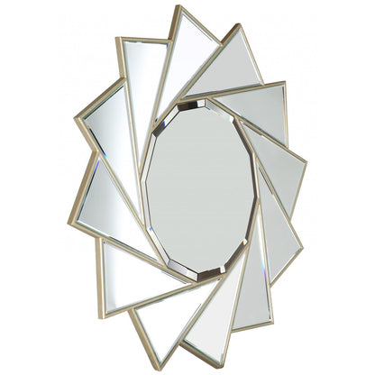 HomeRoots Gold Trimmed Pinwheel Wall Mirror