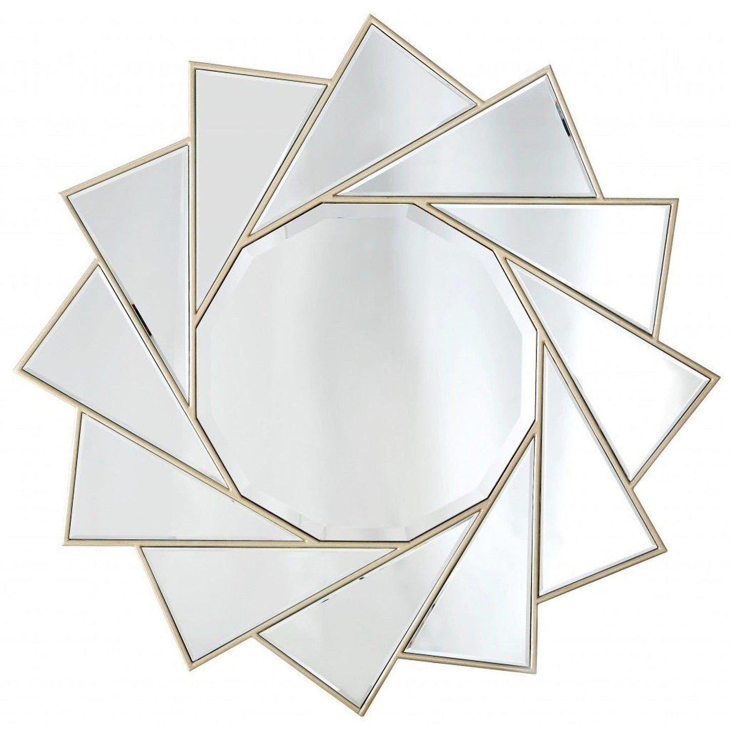 HomeRoots Gold Trimmed Pinwheel Wall Mirror