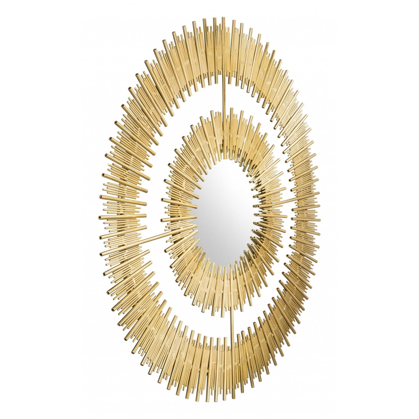 HomeRoots Gold Vertical Pattern Round Mirror