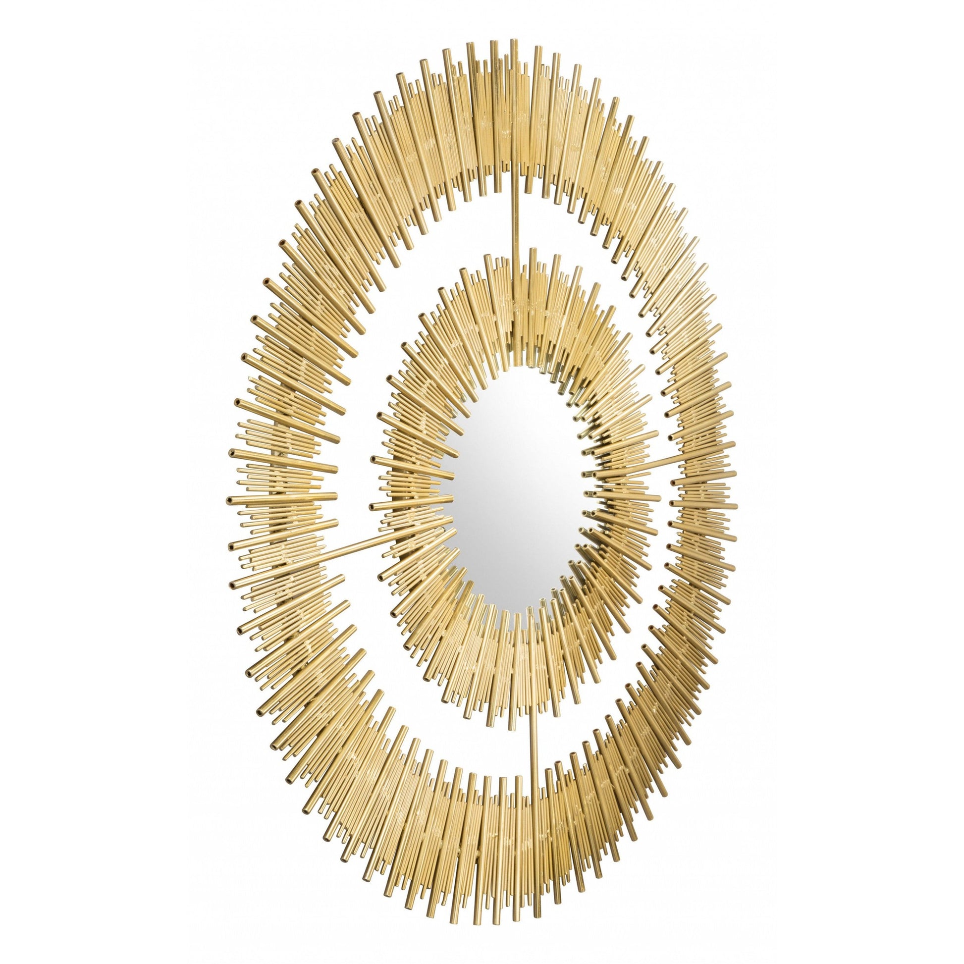 HomeRoots Gold Vertical Pattern Round Mirror