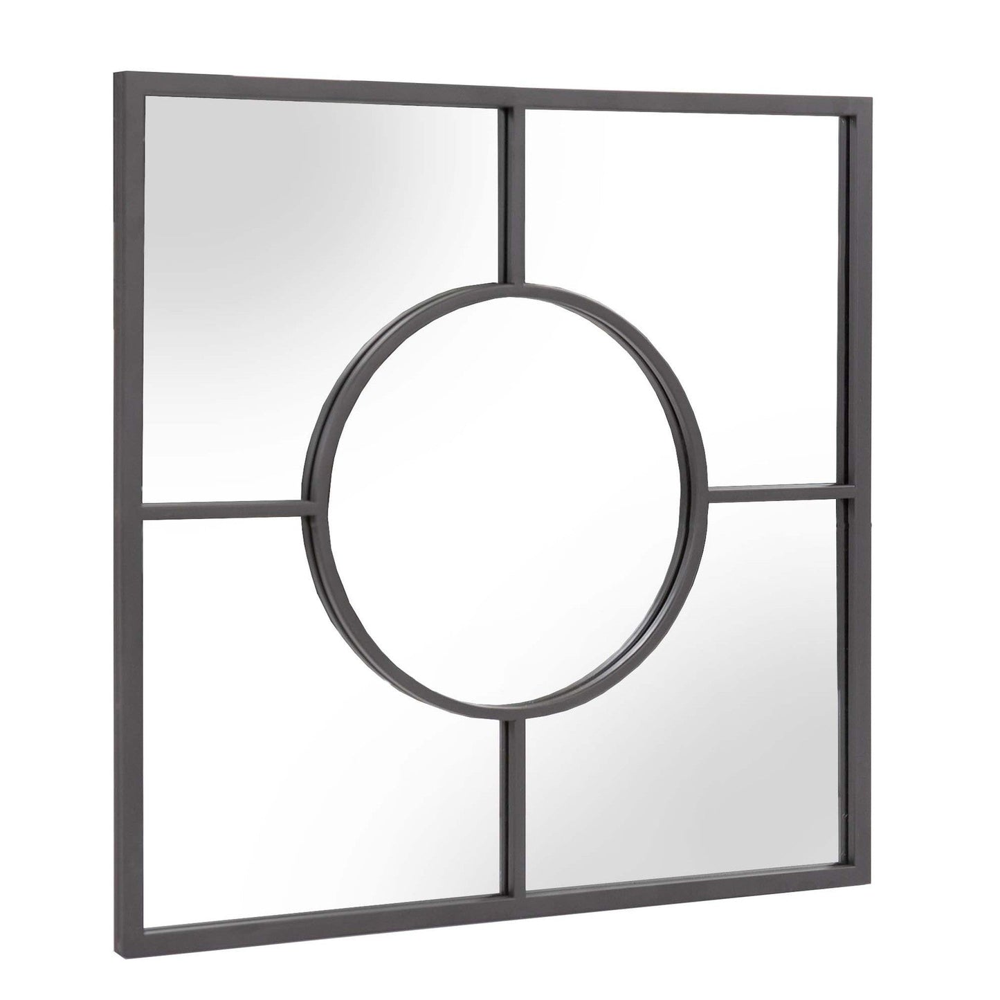 HomeRoots Graphite Geometric Design Square Metal Wall Mirror