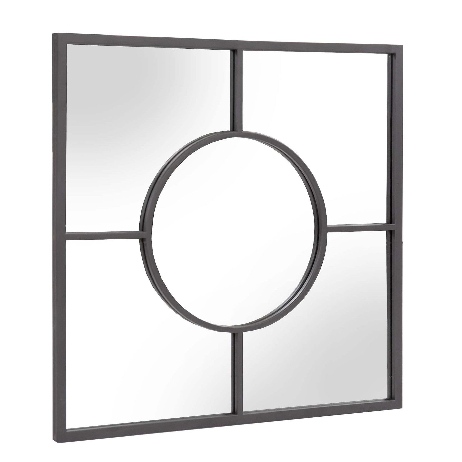 HomeRoots Graphite Geometric Design Square Metal Wall Mirror