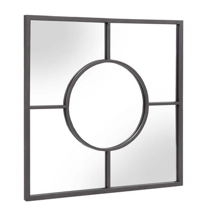 HomeRoots Graphite Geometric Design Square Metal Wall Mirror