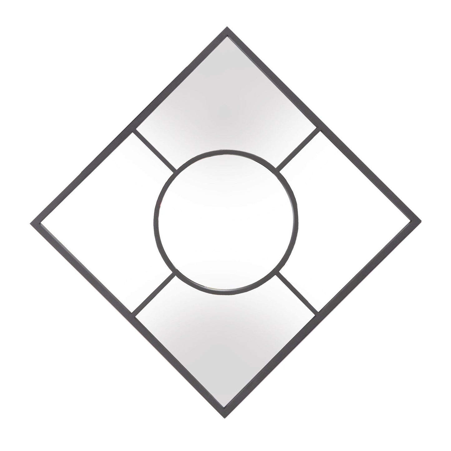 HomeRoots Graphite Geometric Design Square Metal Wall Mirror