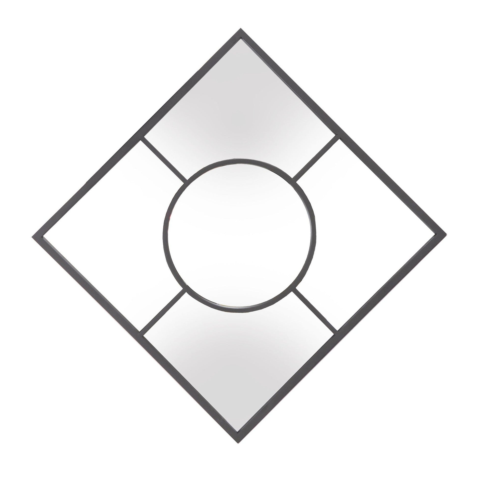 HomeRoots Graphite Geometric Design Square Metal Wall Mirror