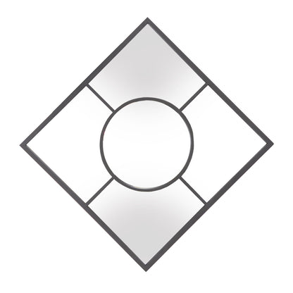 HomeRoots Graphite Geometric Design Square Metal Wall Mirror