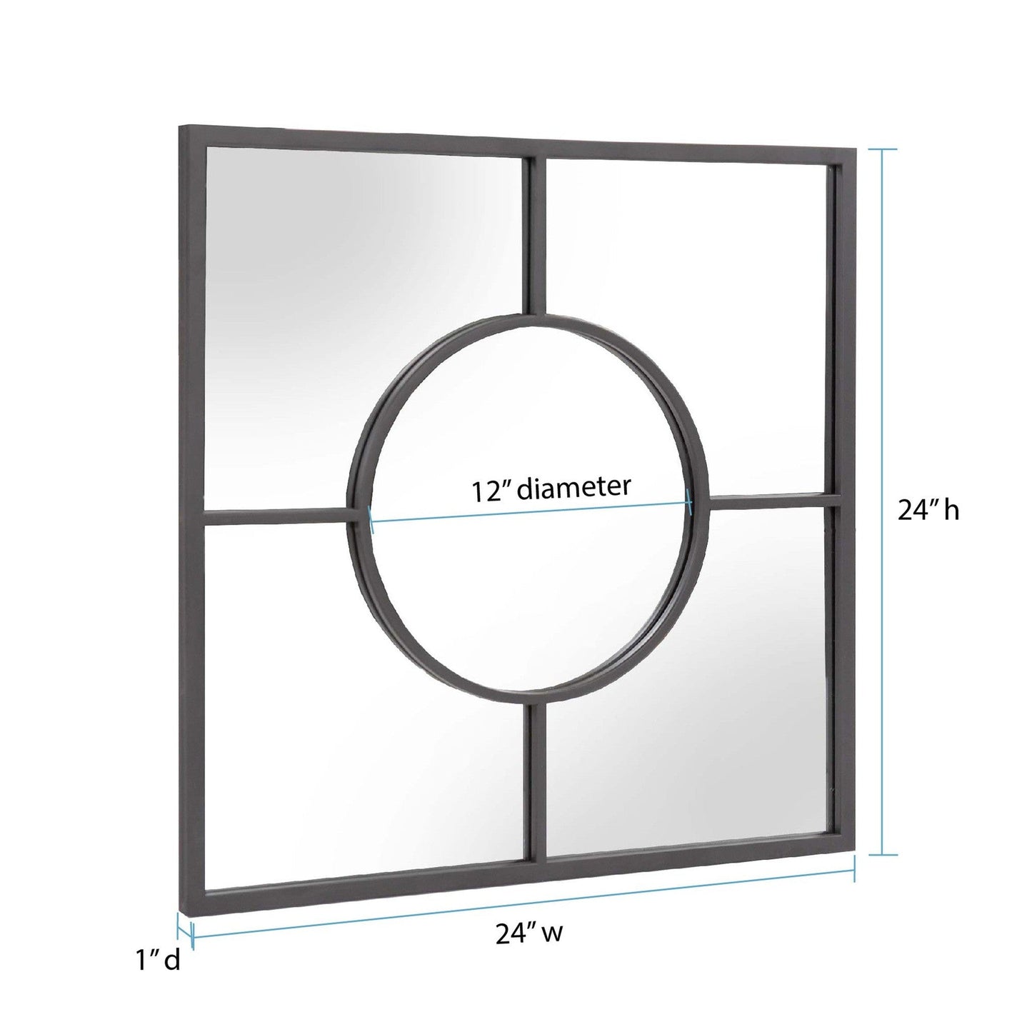 HomeRoots Graphite Geometric Design Square Metal Wall Mirror