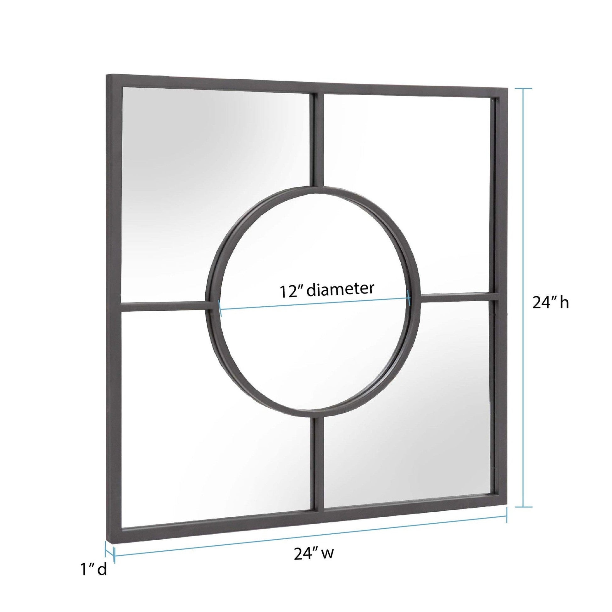HomeRoots Graphite Geometric Design Square Metal Wall Mirror