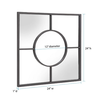 HomeRoots Graphite Geometric Design Square Metal Wall Mirror