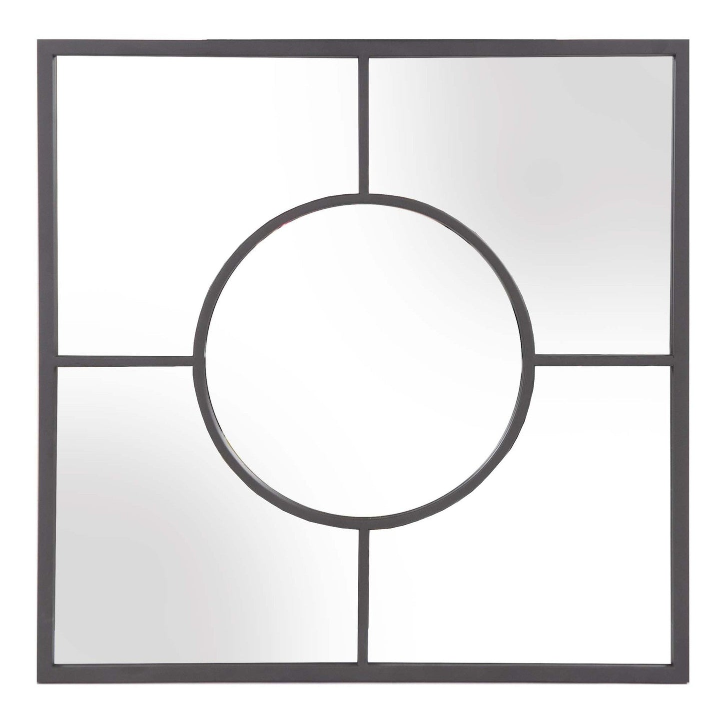 HomeRoots Graphite Geometric Design Square Metal Wall Mirror