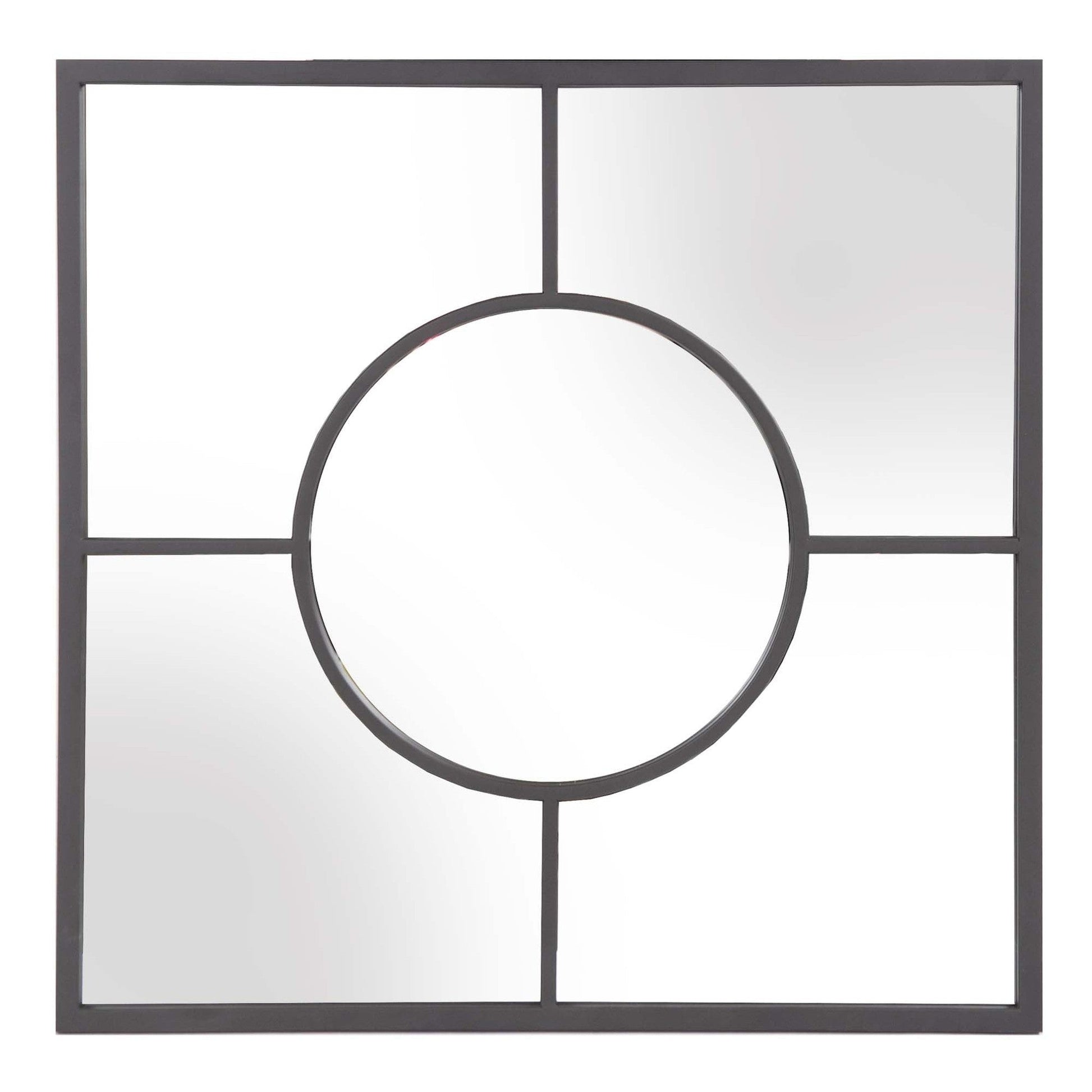 HomeRoots Graphite Geometric Design Square Metal Wall Mirror