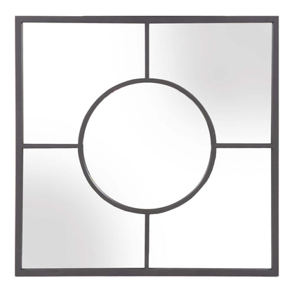HomeRoots Graphite Geometric Design Square Metal Wall Mirror