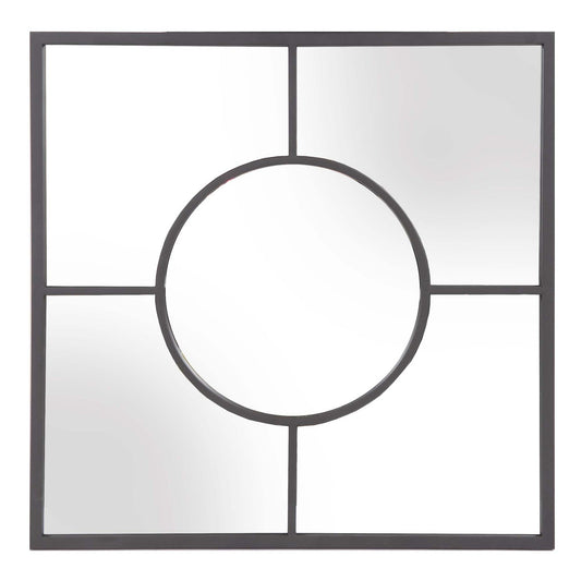 HomeRoots Graphite Geometric Design Square Metal Wall Mirror