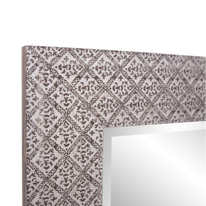 HomeRoots Gray Embossed Faux Wood Rectangular Mirror
